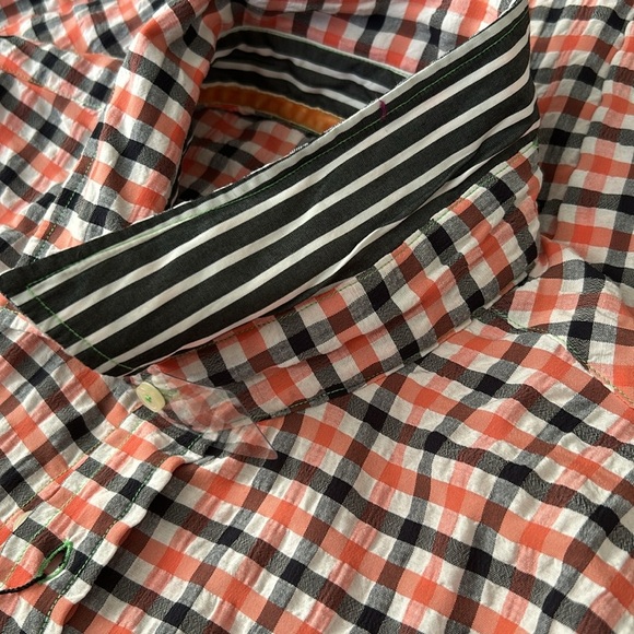 Arnold Zimberg NWT gingham cotton blend button up shirt size XL - Picture 14 of 14